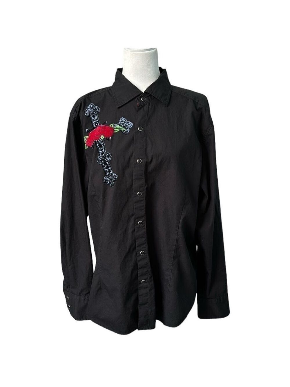 Decree Button Down Graphic Print Shirt XL